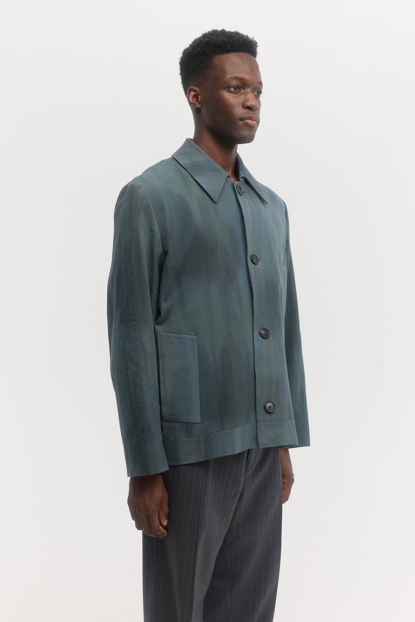 Blouson de travail en crépon de coton iridescent