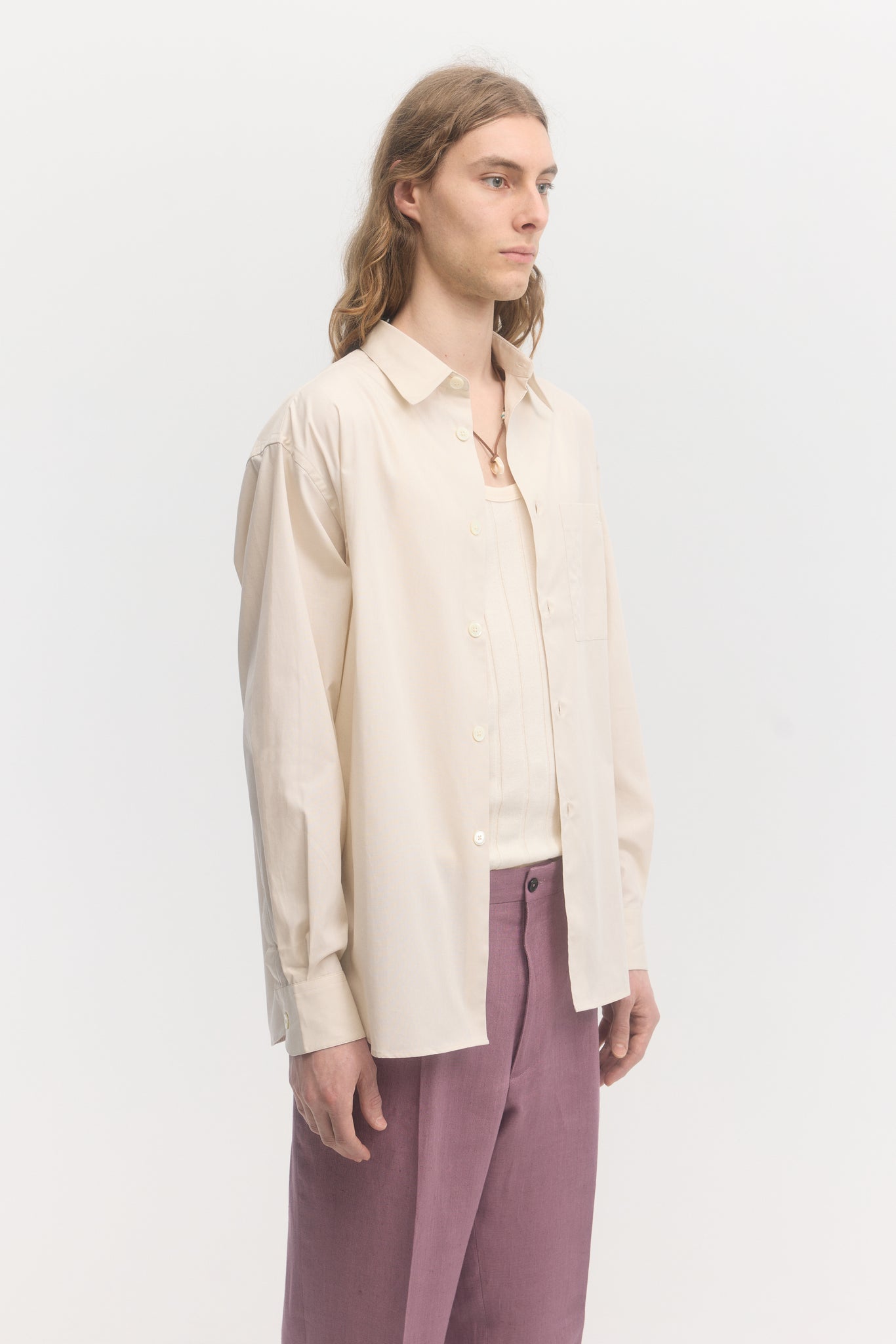 Ivory poplin embroidered logo relaxed shirt