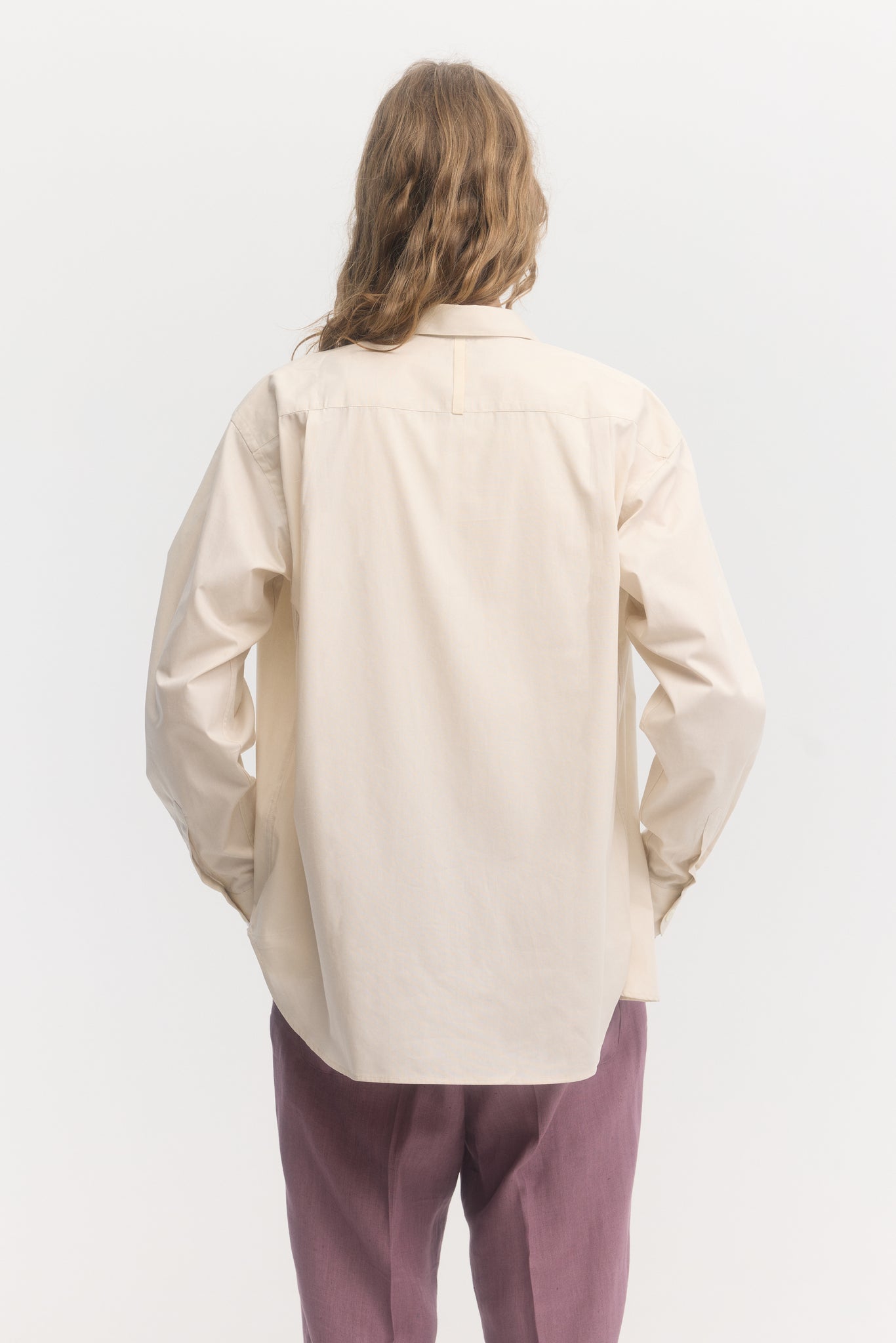 Ivory poplin embroidered logo relaxed shirt