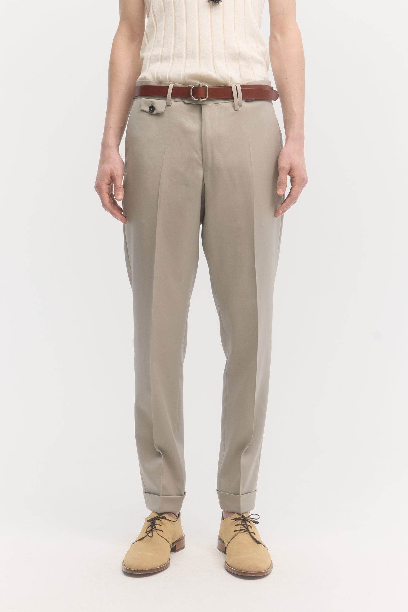 Pantalon fuselé en laine mérinos tropicale extrafine Sahara