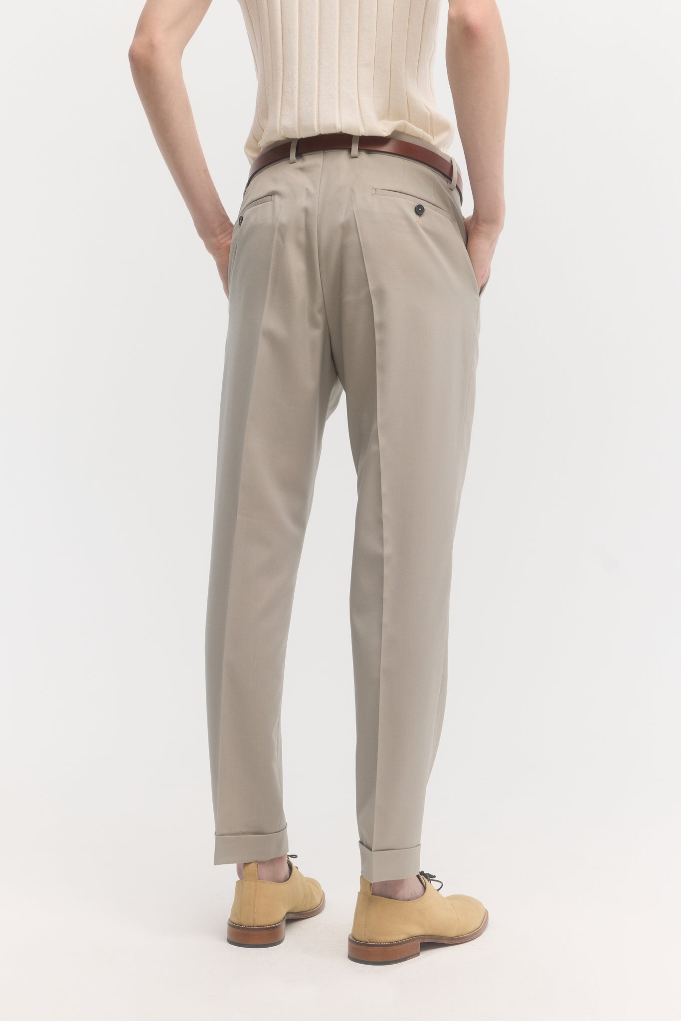 Sahara extrafine tropical merino wool tapered trousers