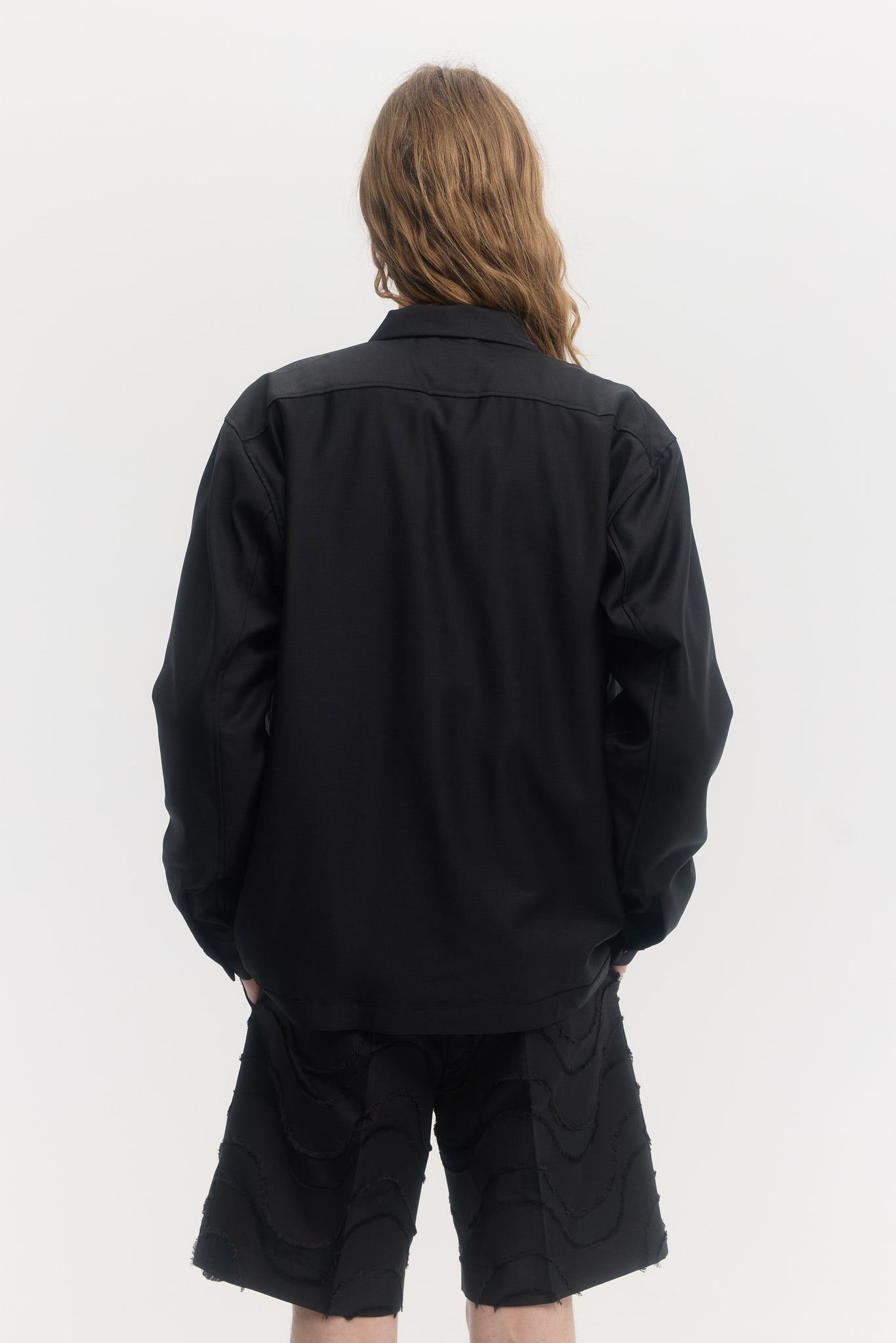 Black virgin wool evening blouson