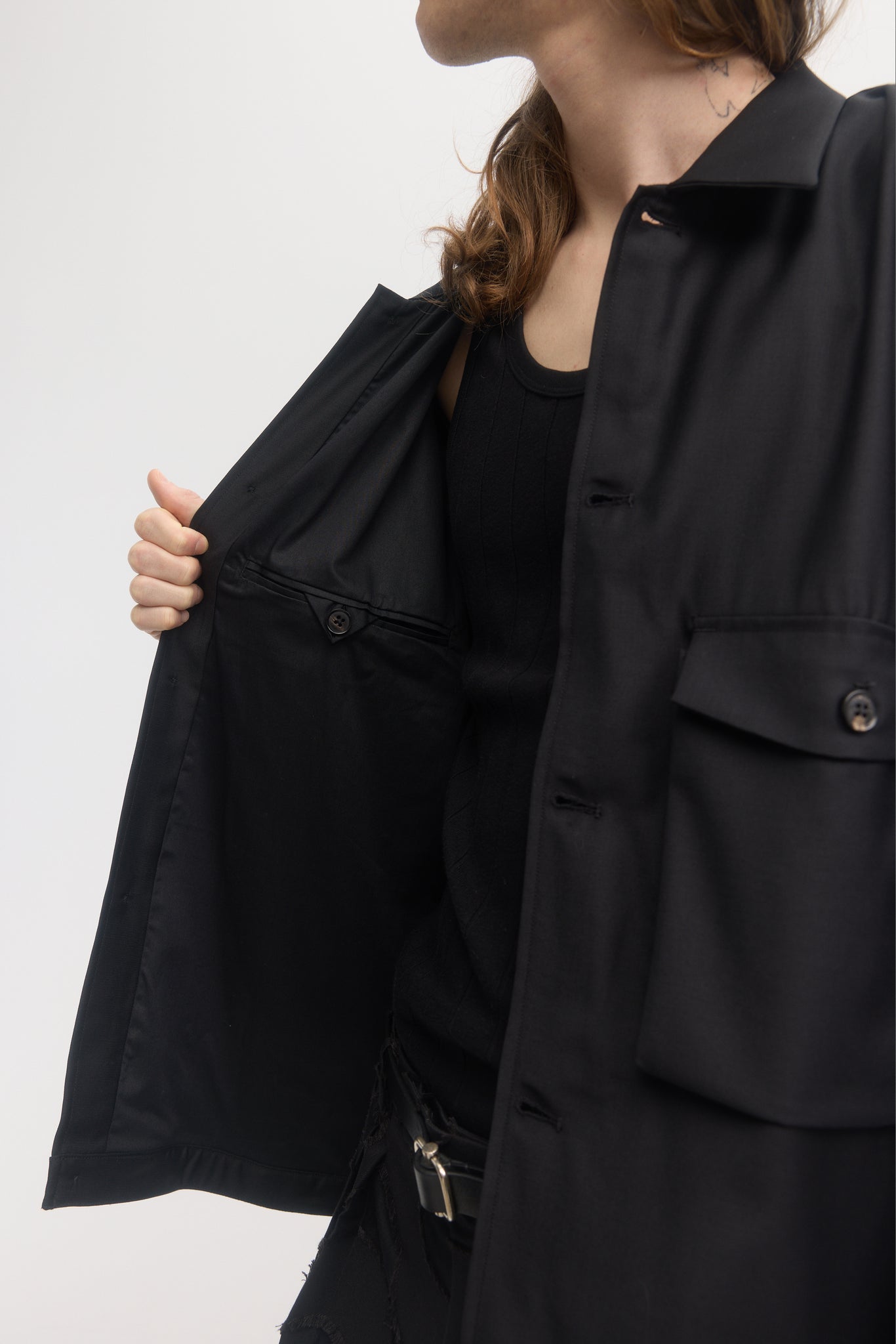 Black virgin wool evening blouson