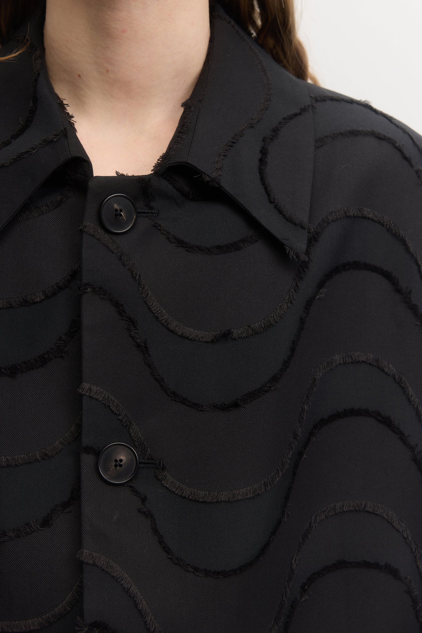 Black wave cut jacquard light coat