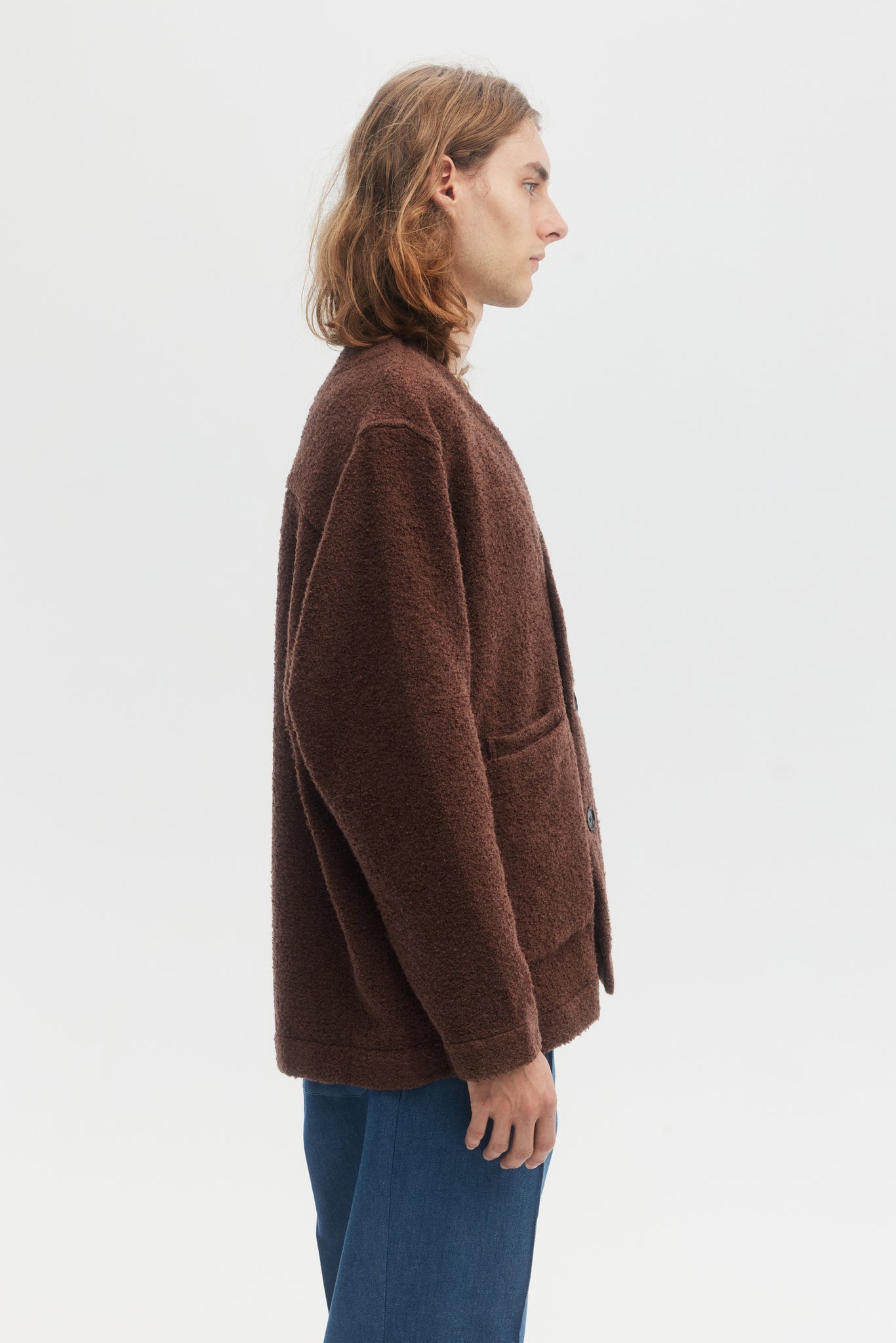 Rust brown boucle wool mohair cardigan jacket