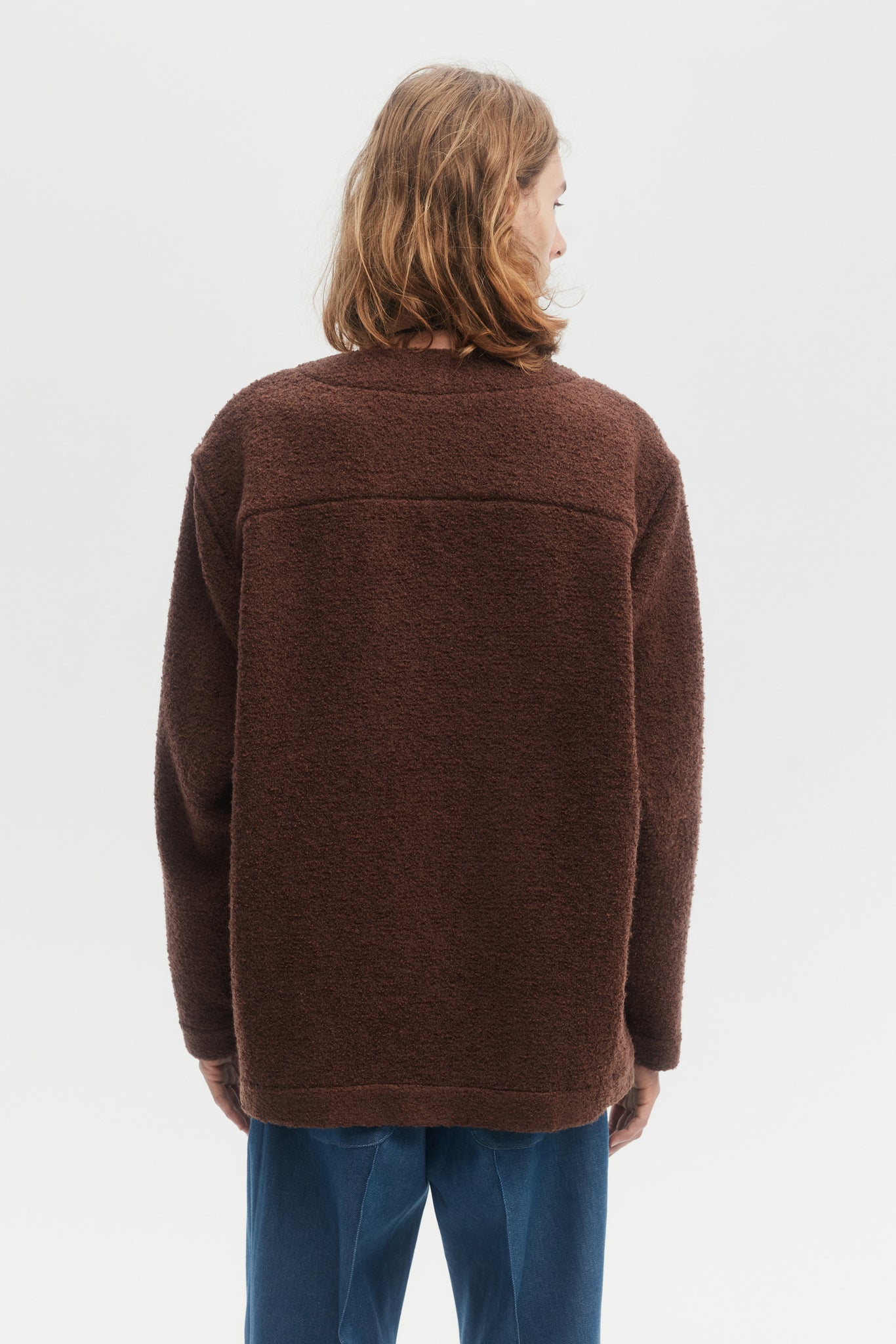 Rust brown boucle wool mohair cardigan jacket