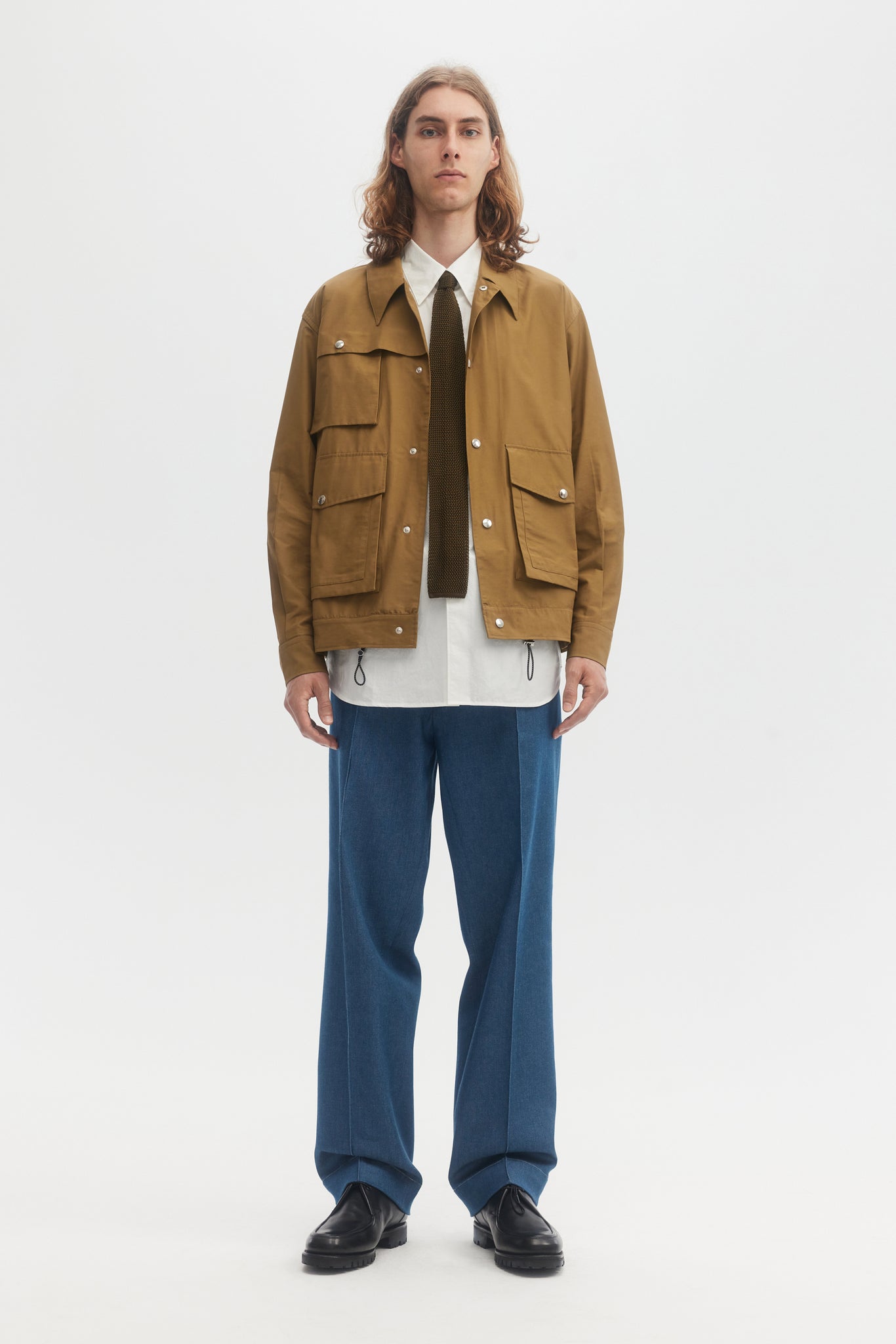 Blouson technique en coton nylon camel