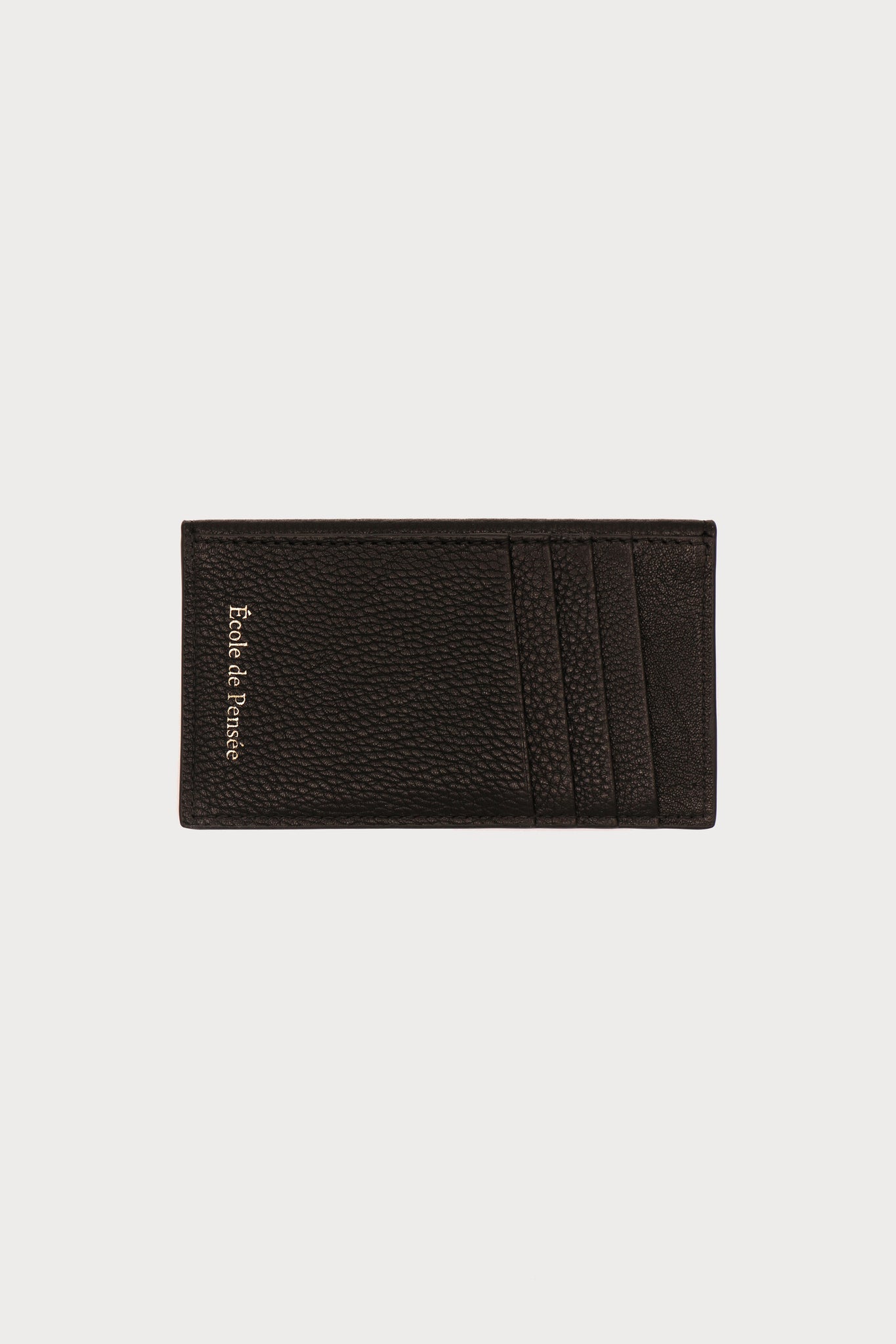 Black grainy calfskin leather envelope card holder