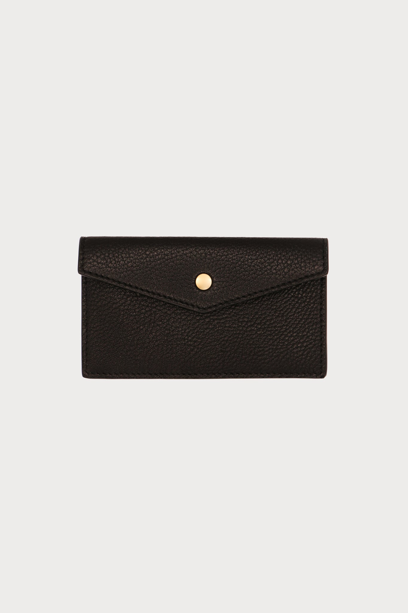 Black grainy calfskin leather envelope card holder