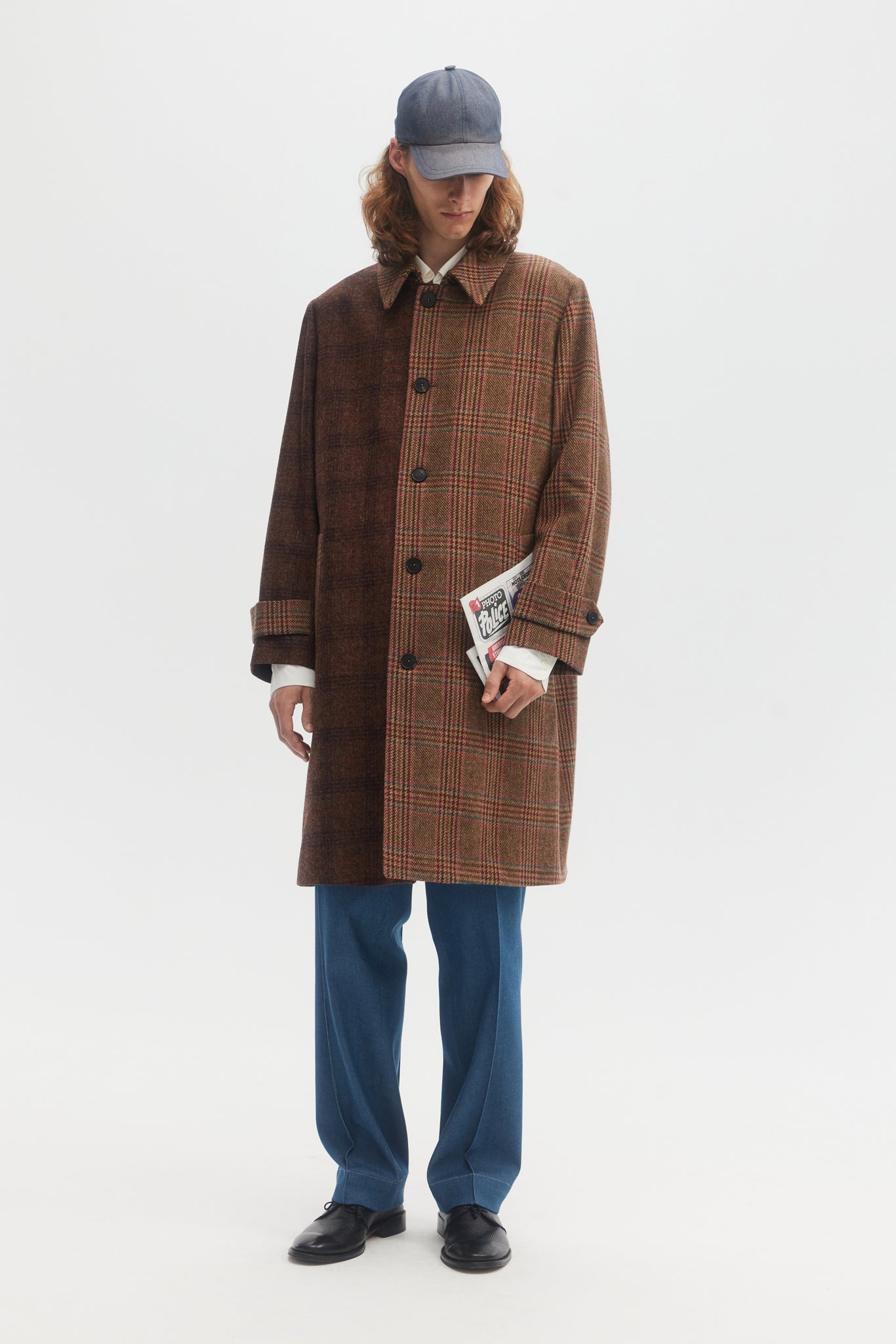 Multi Fabric virgin wool tweed overcoat