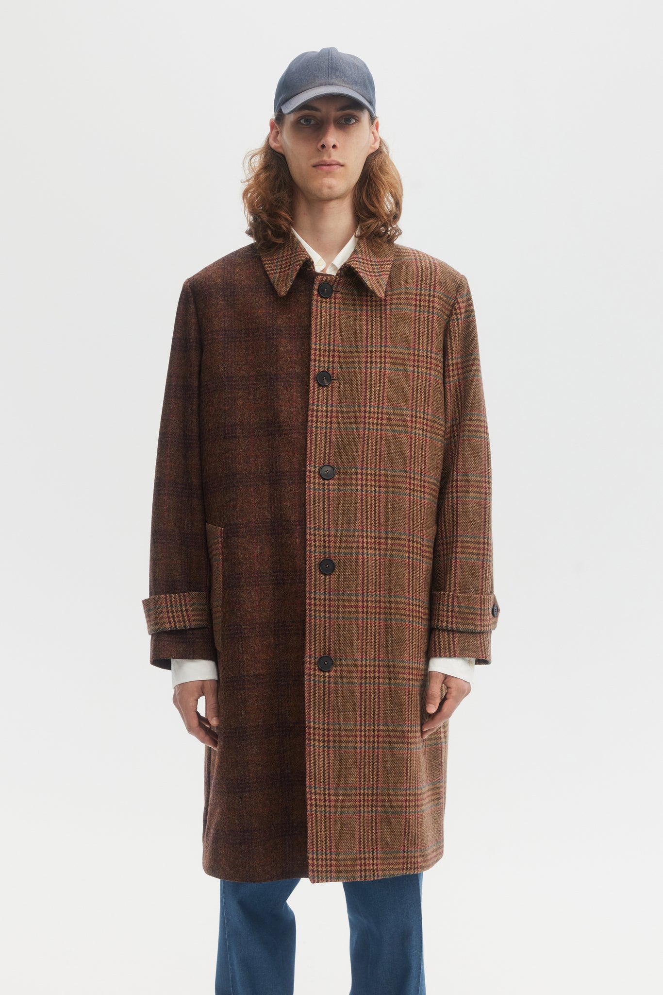 Multi Fabric virgin wool tweed overcoat