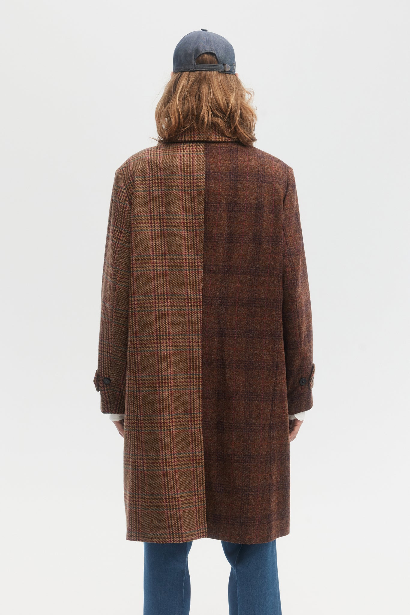 Multi Fabric virgin wool tweed overcoat