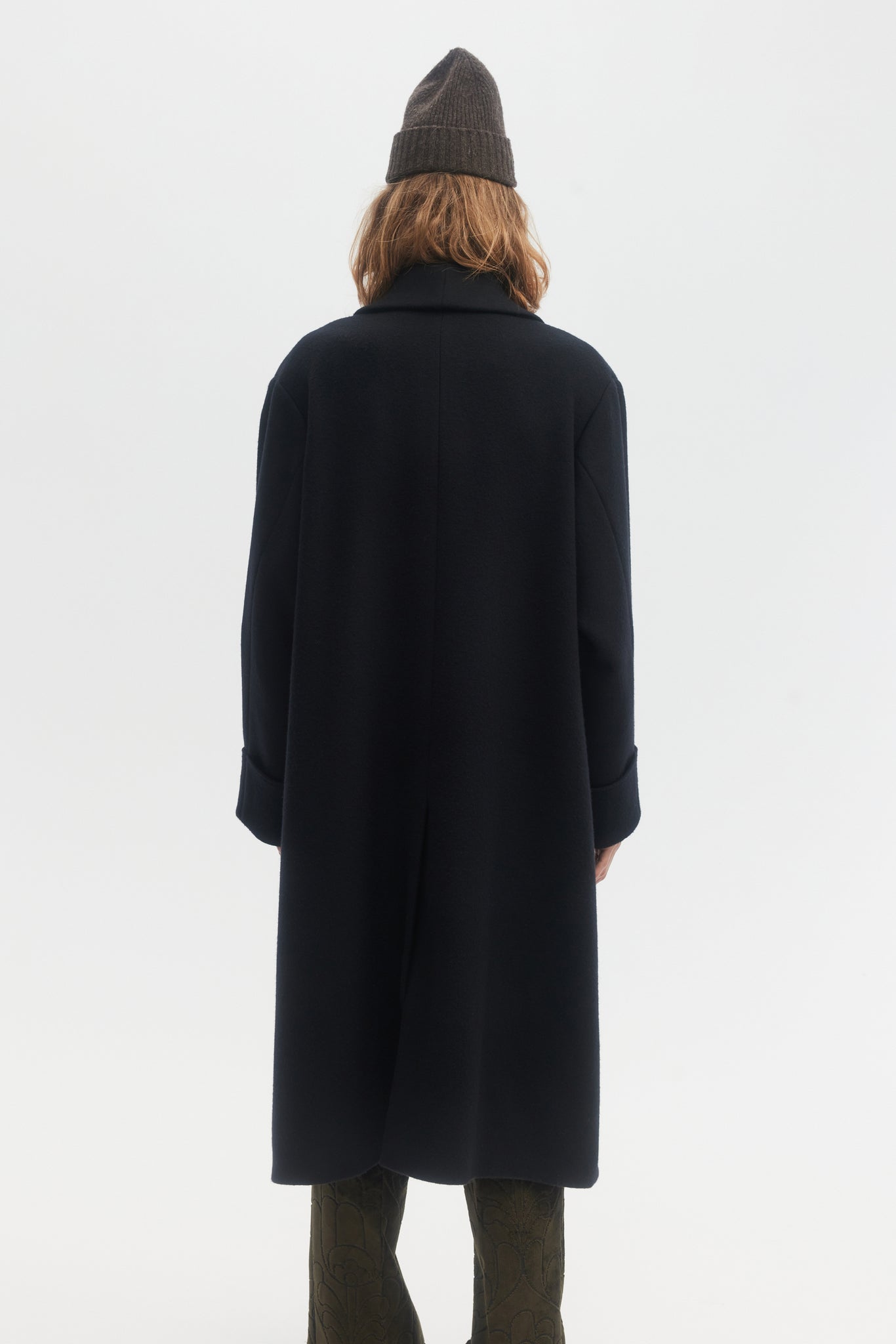 Black virgin wool shawl collar coat