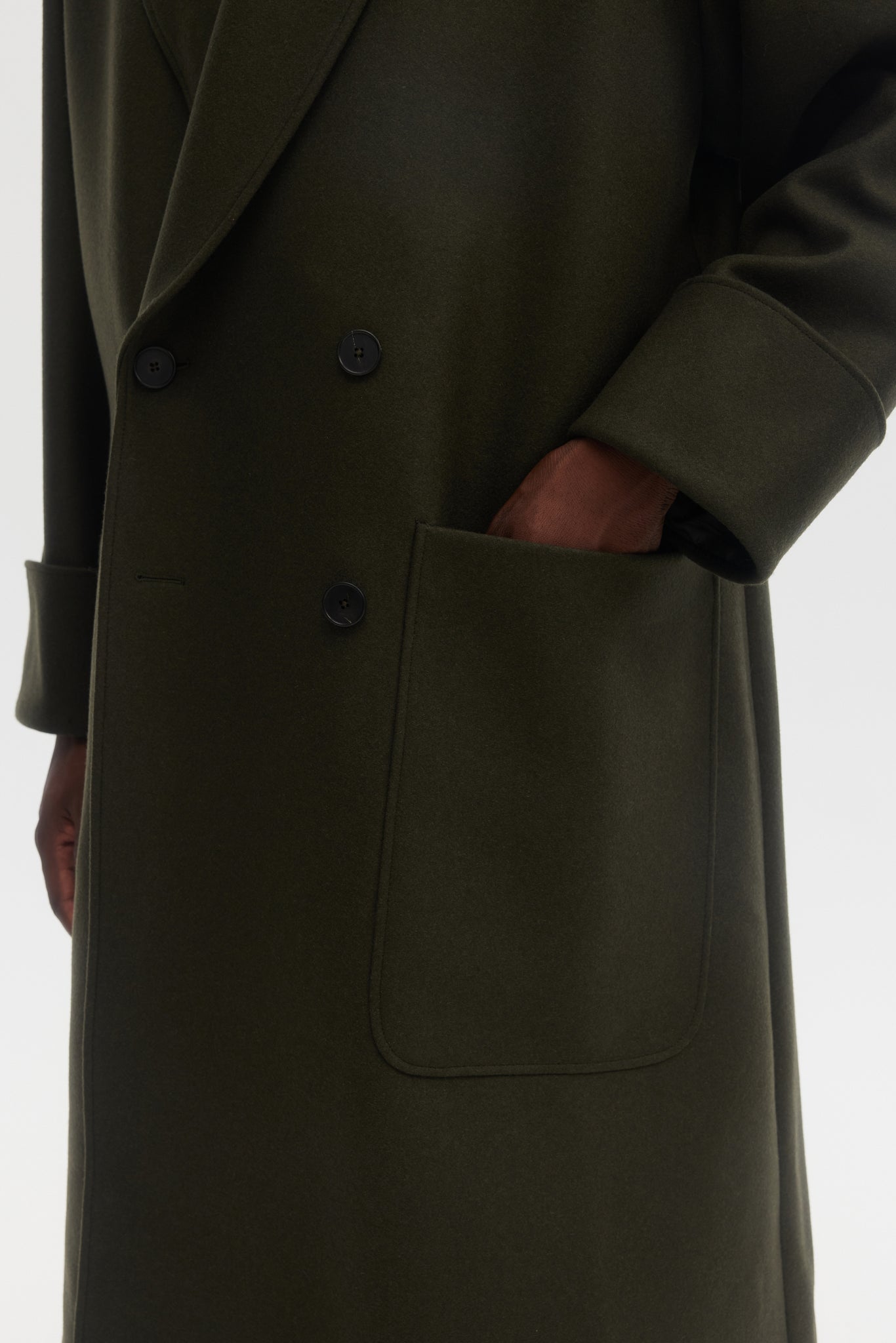 Green melton wool shawl collar coat