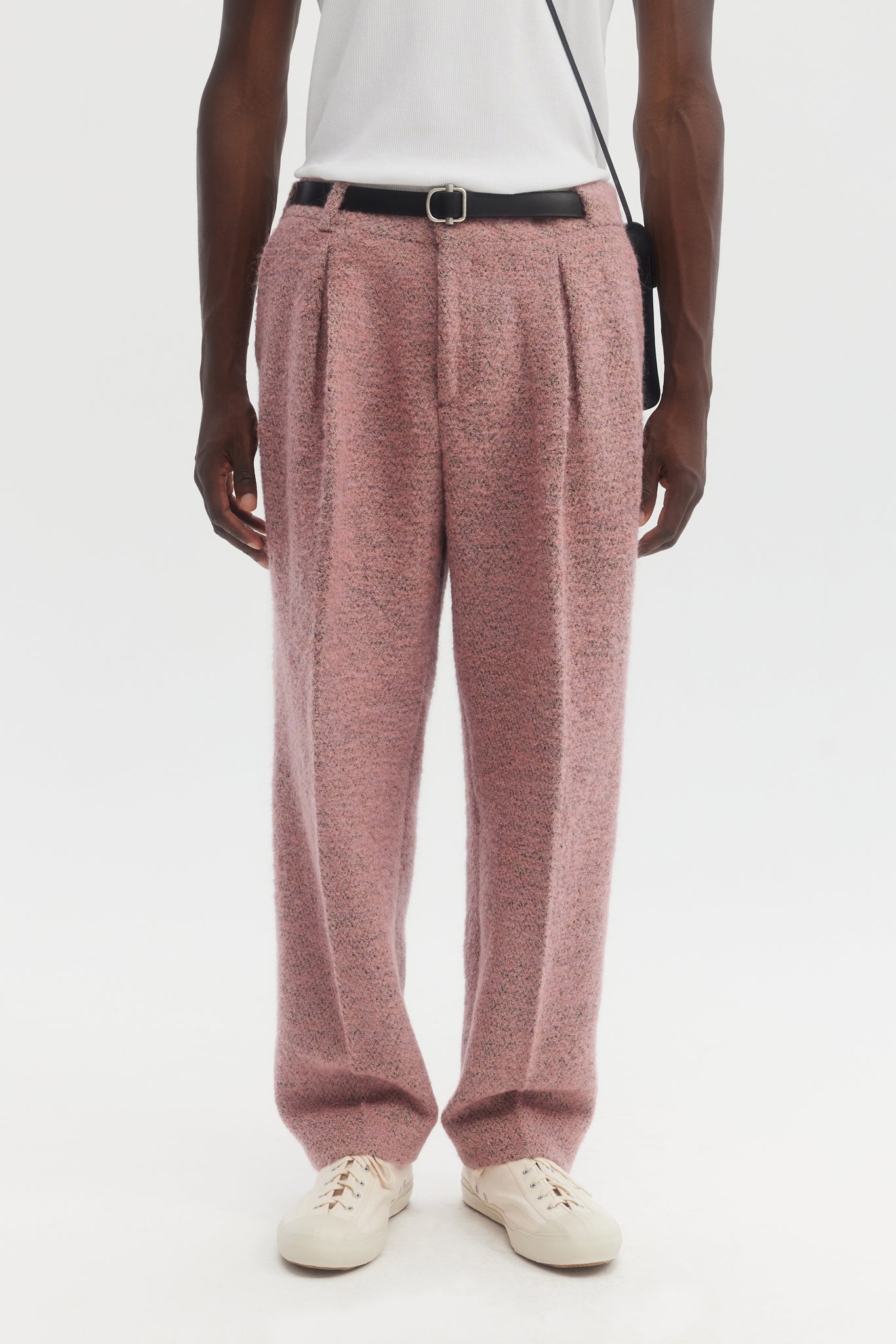 Pink wool mohair parachute trousers