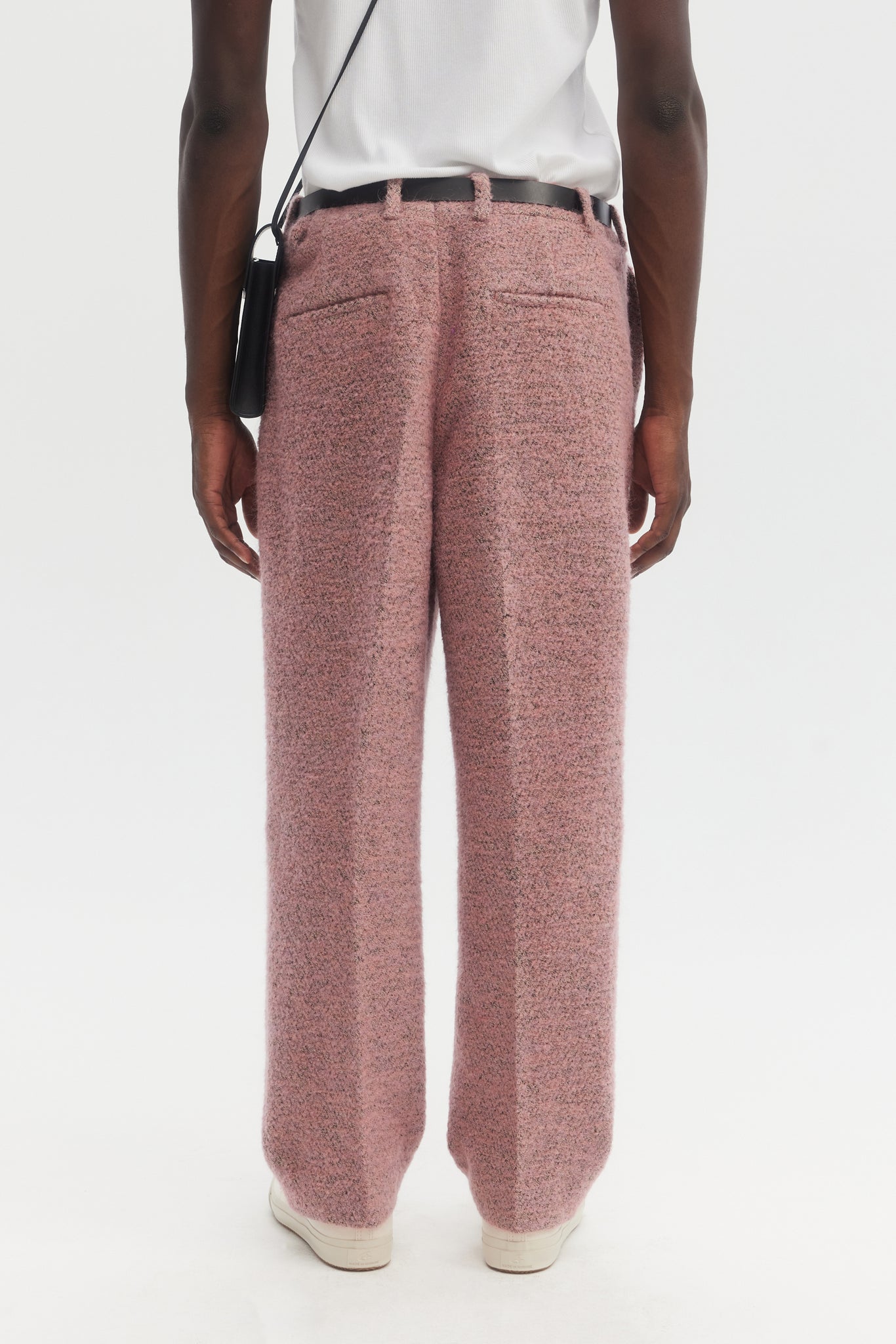 Pink wool mohair parachute trousers