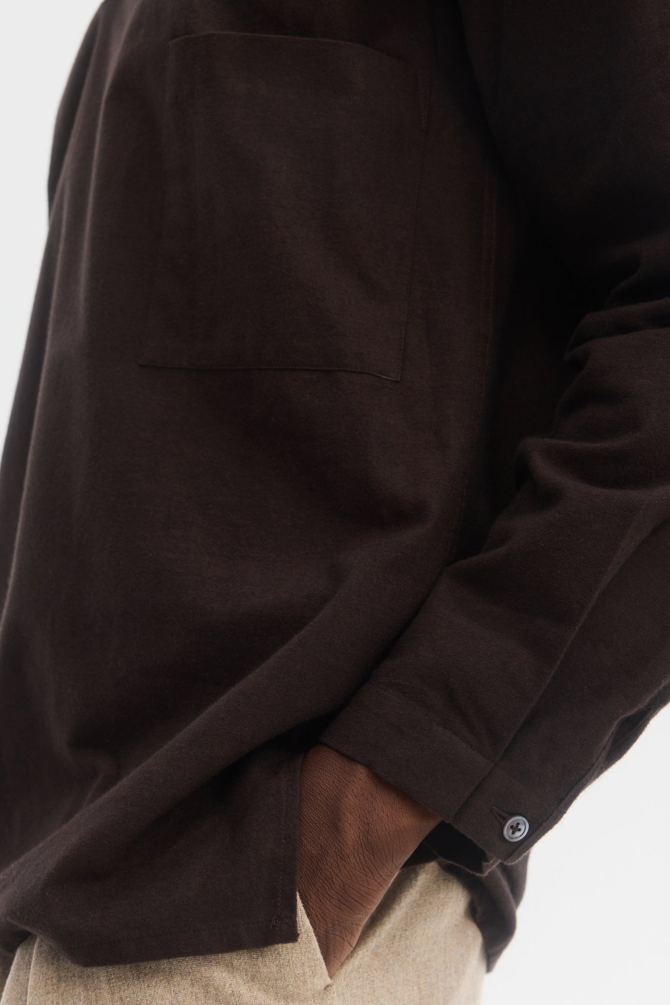 Dark brown brushed cotton polo shirt