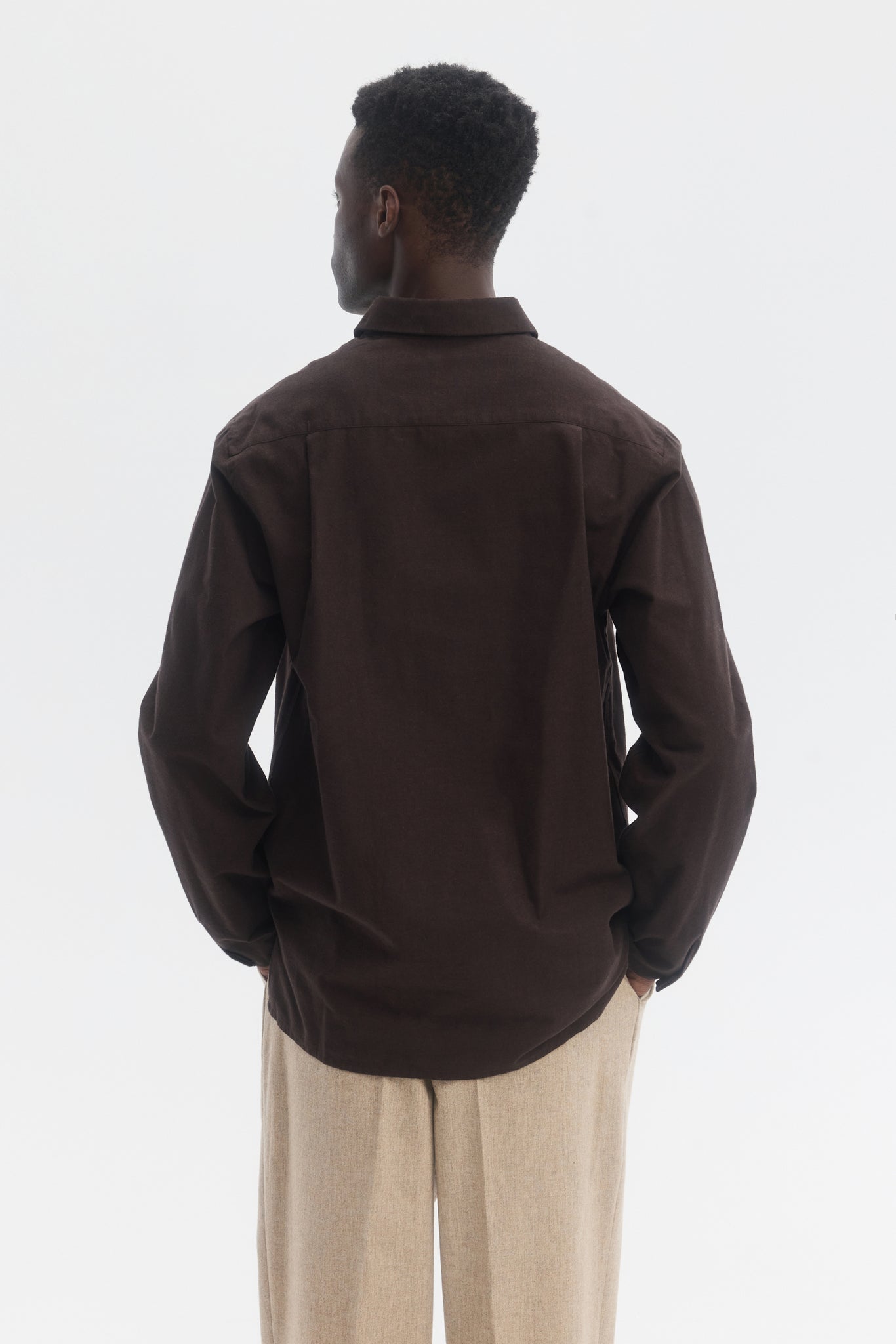 Dark brown brushed cotton polo shirt