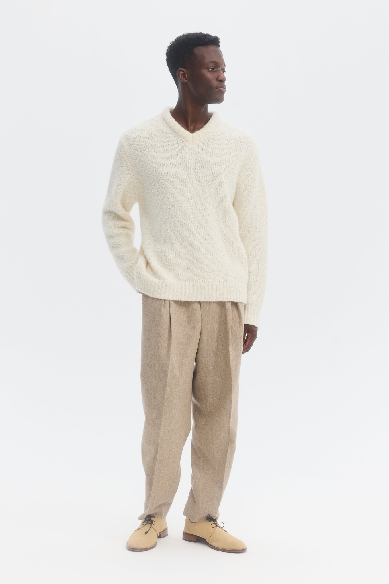 Pearl wool flannel parachute trousers