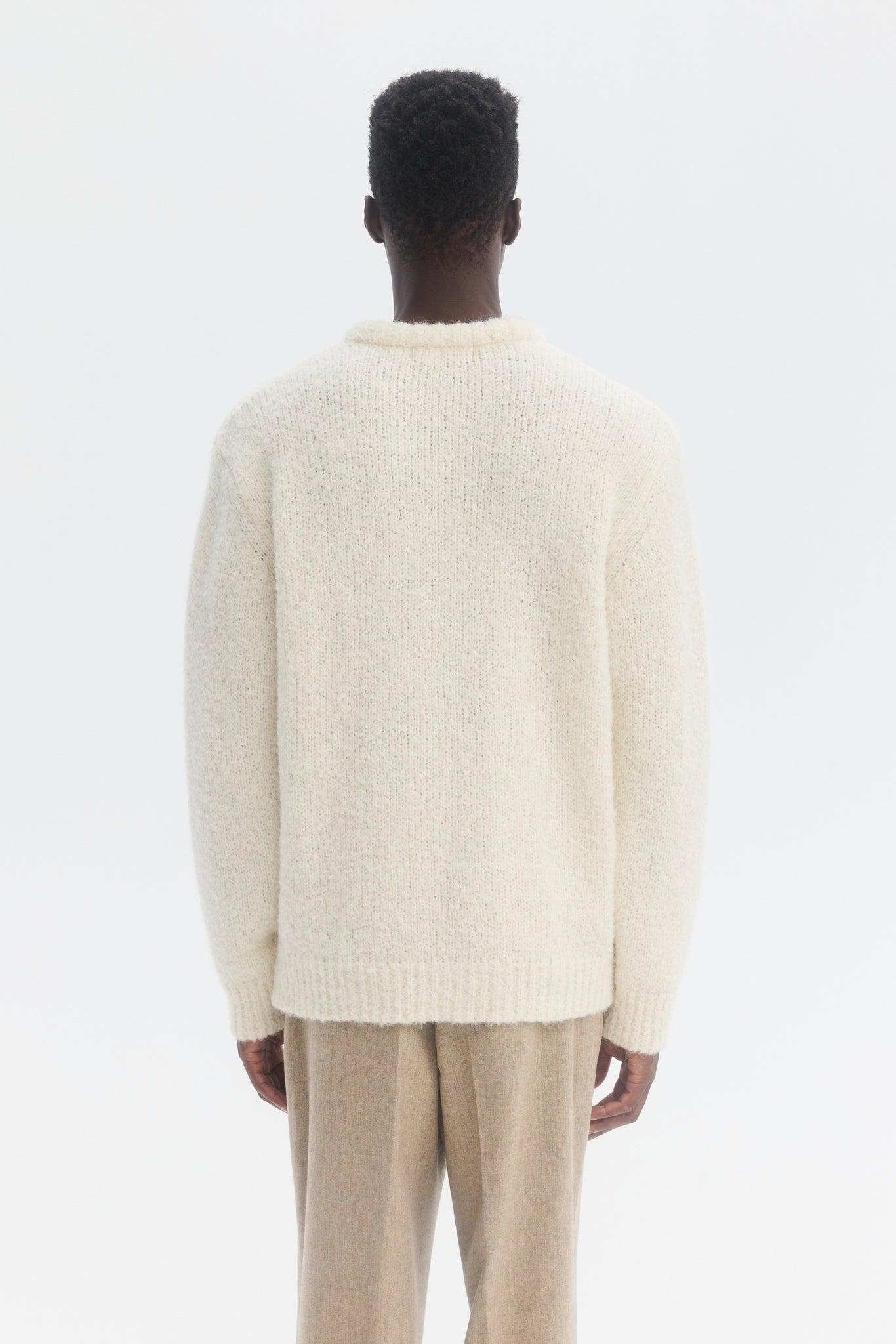 Cream boucle mohair alpaca v neck sweater