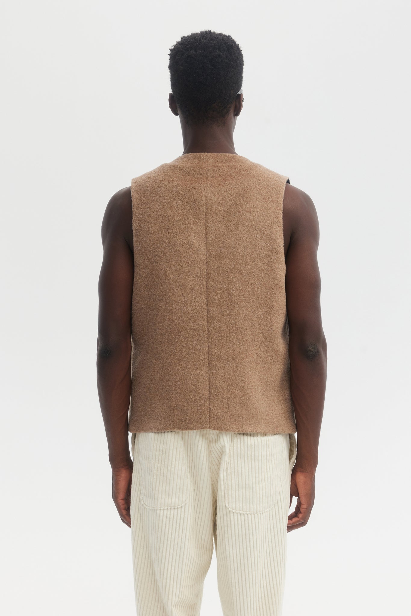 Taupe brushed wool mohair vest