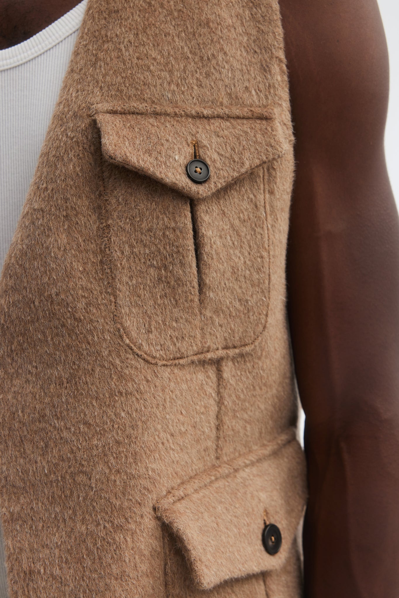 Taupe brushed wool mohair vest